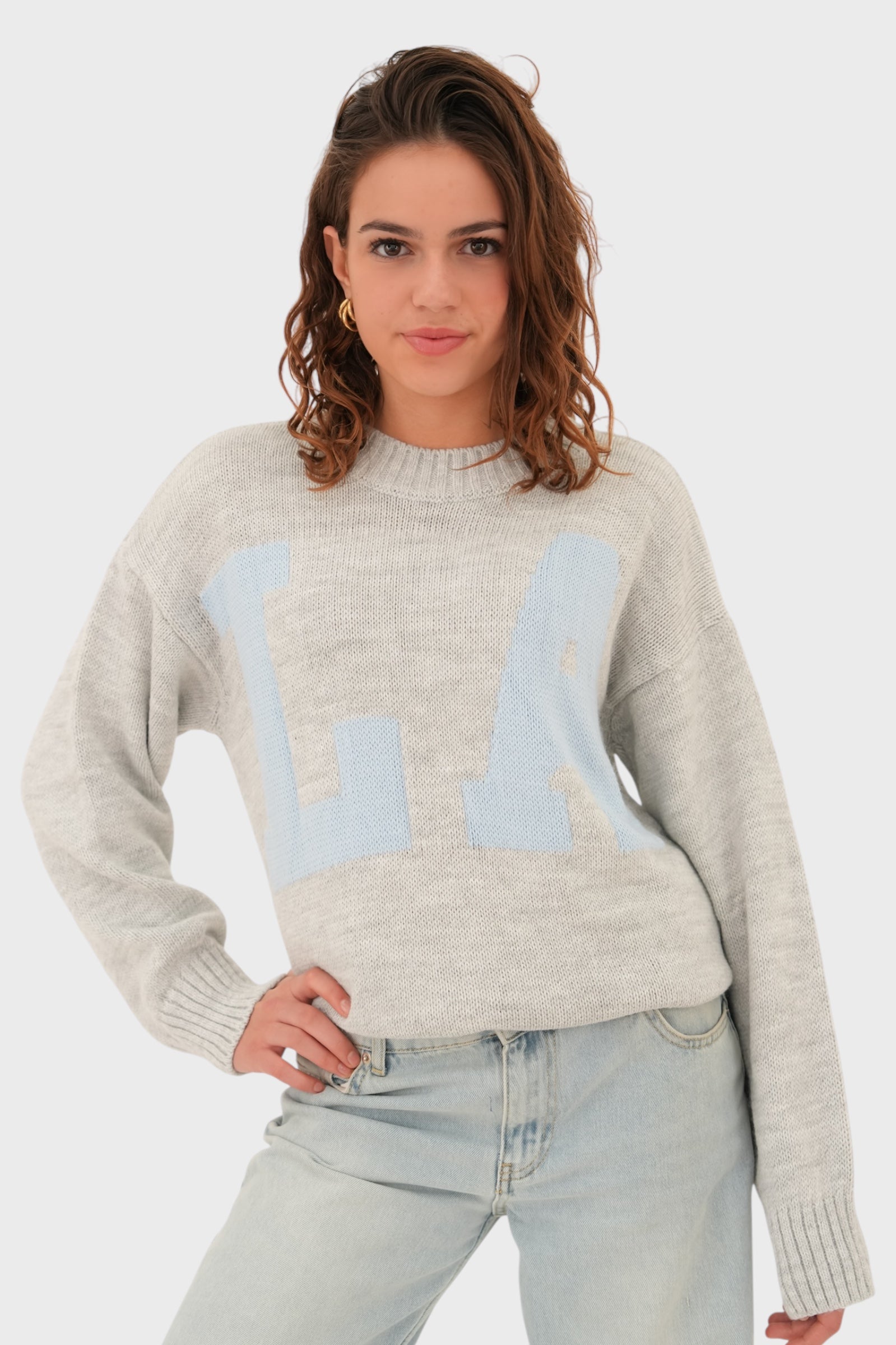 "LA" sweater light blue