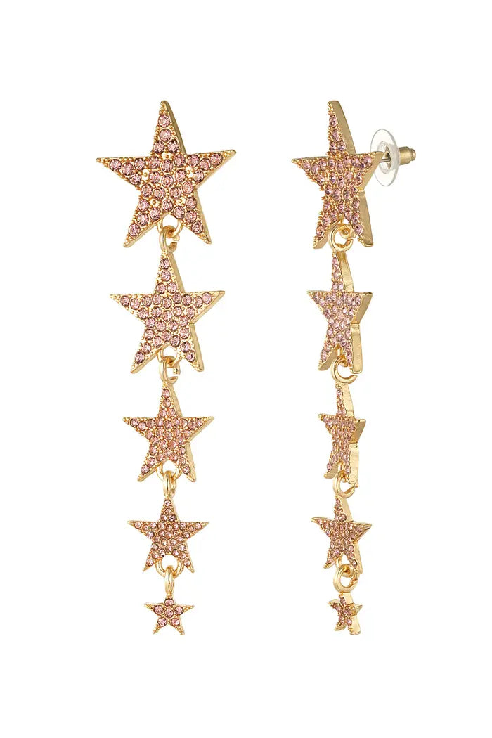 "Sparkly stars" earrings pink