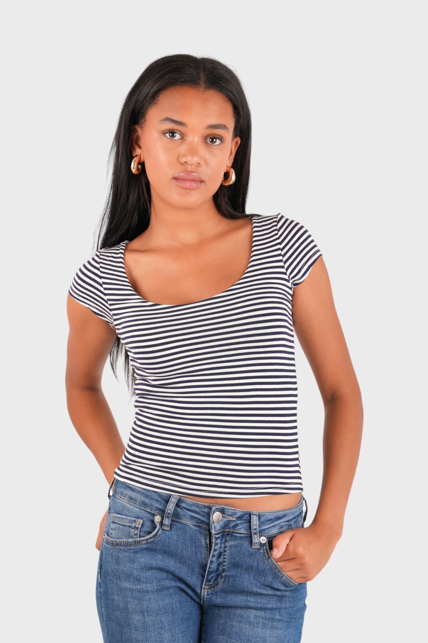 "Lola" top striped navy