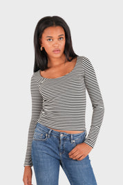 "Nola" top striped black