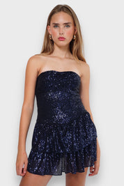 Kleid „Night Out Glitter“ in Marineblau