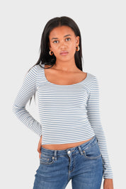 "Nola" top striped blue