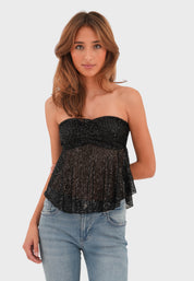 "Shimmer" top black