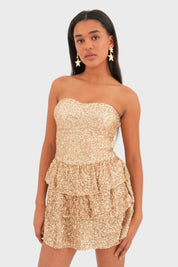 “Nightfall" dress gold