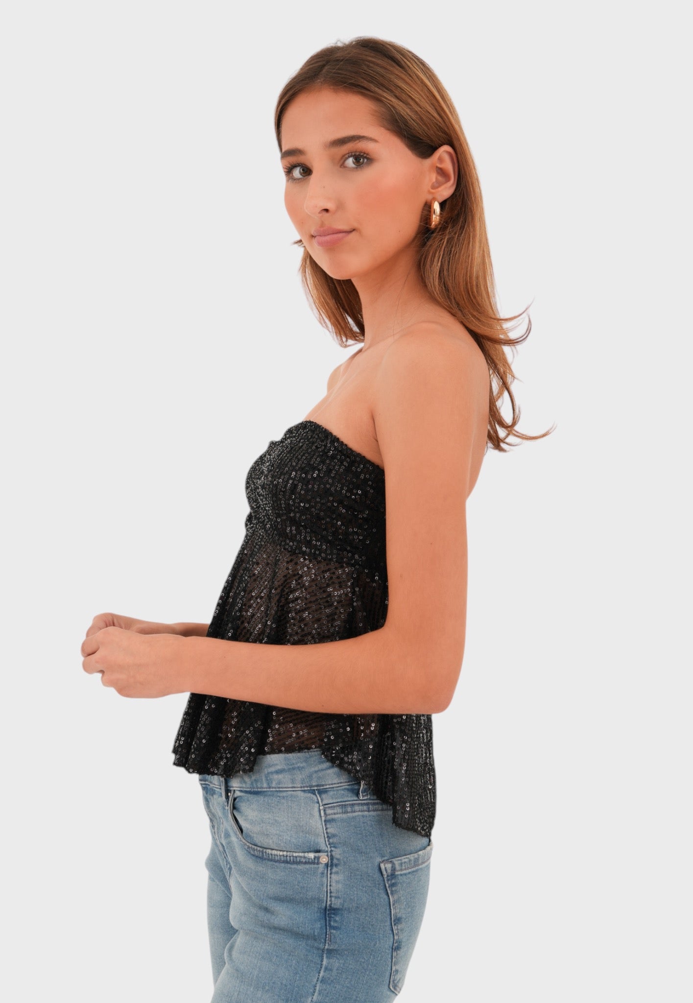 "Shimmer" top black