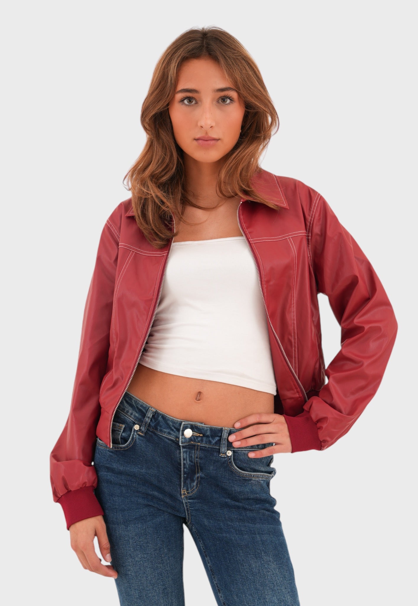 "Leather" jacket red