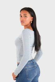 "Nola" top striped blue