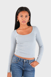 "Nola" top striped blue