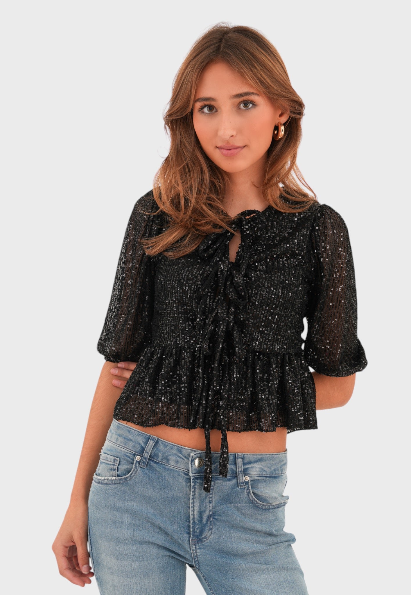 "Glitter" top black