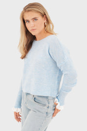 "Broderie" sweater light blue