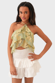 "Glimmer" top green