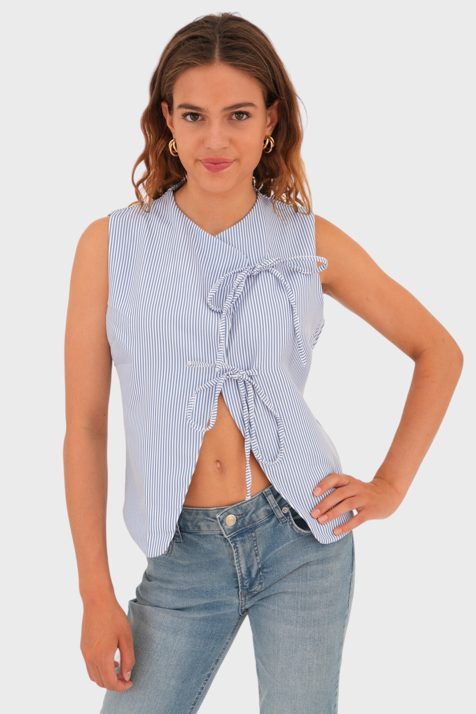 "Elle" top striped blue