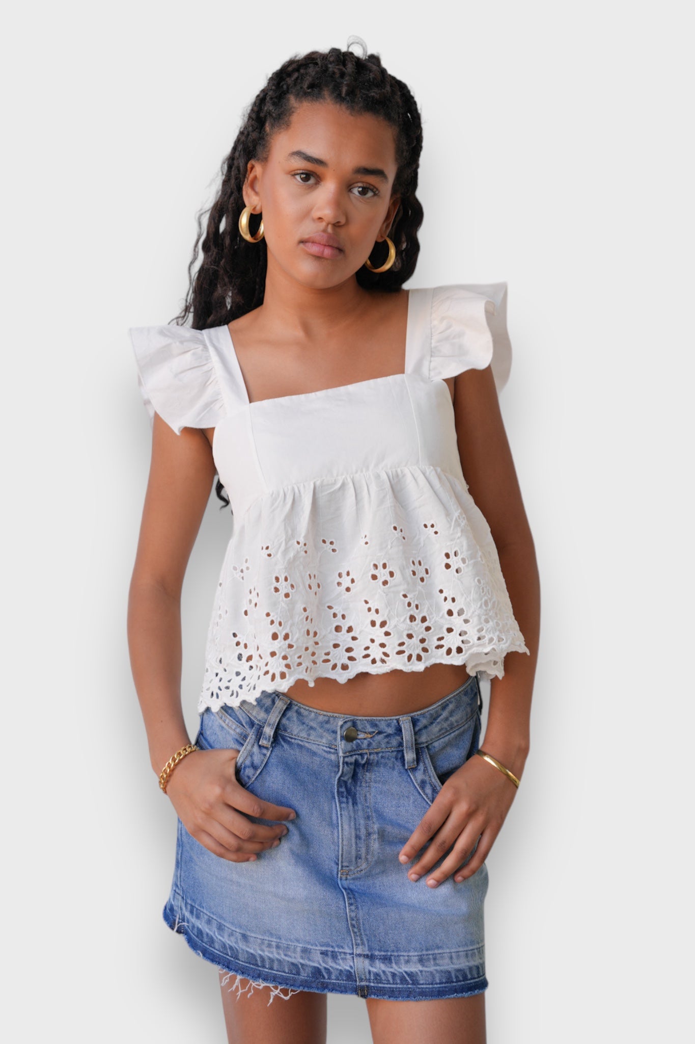 "Lily" top white