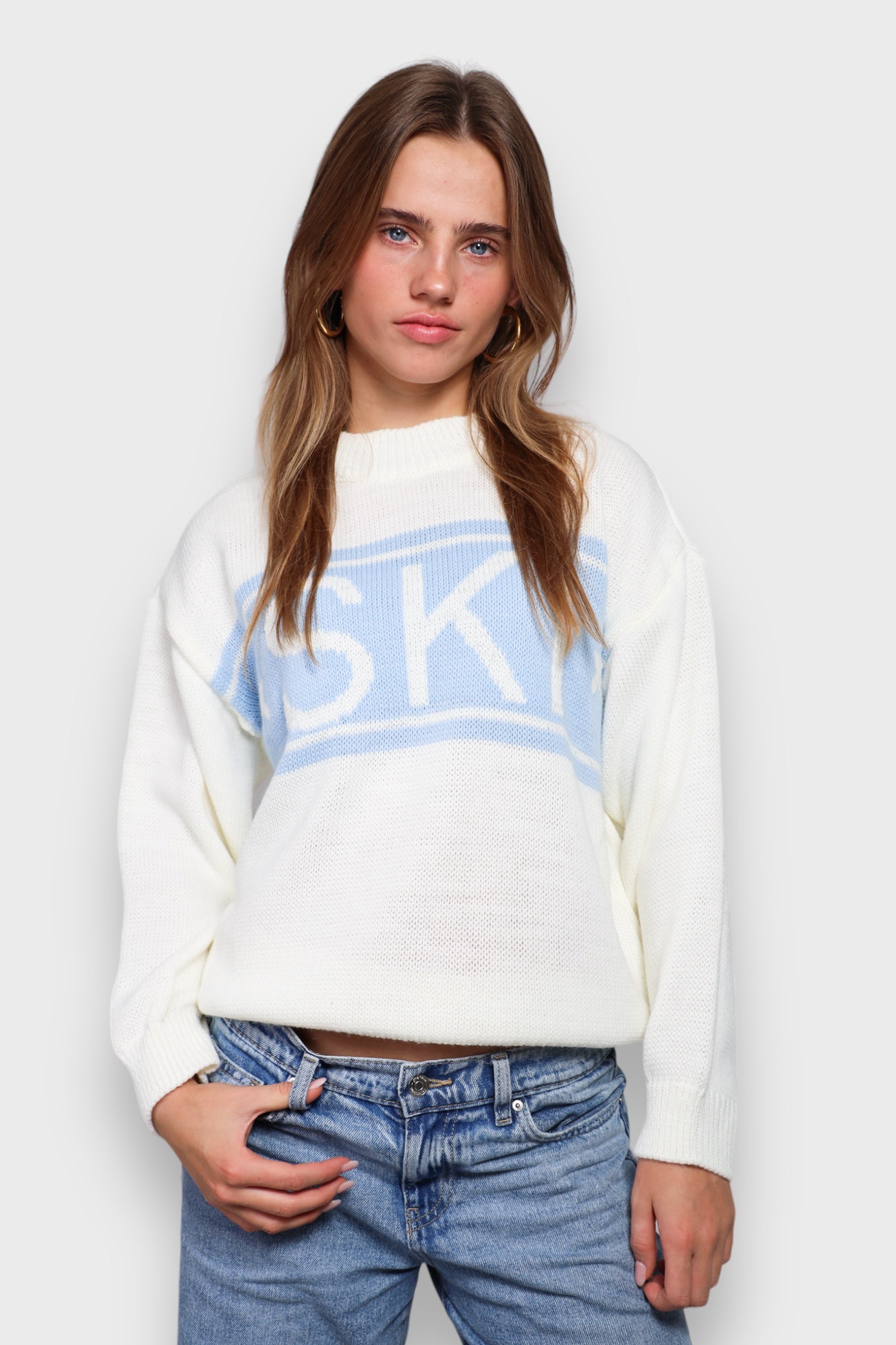 "Ski" sweater light blue