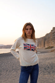 "Uk flag" sweater white