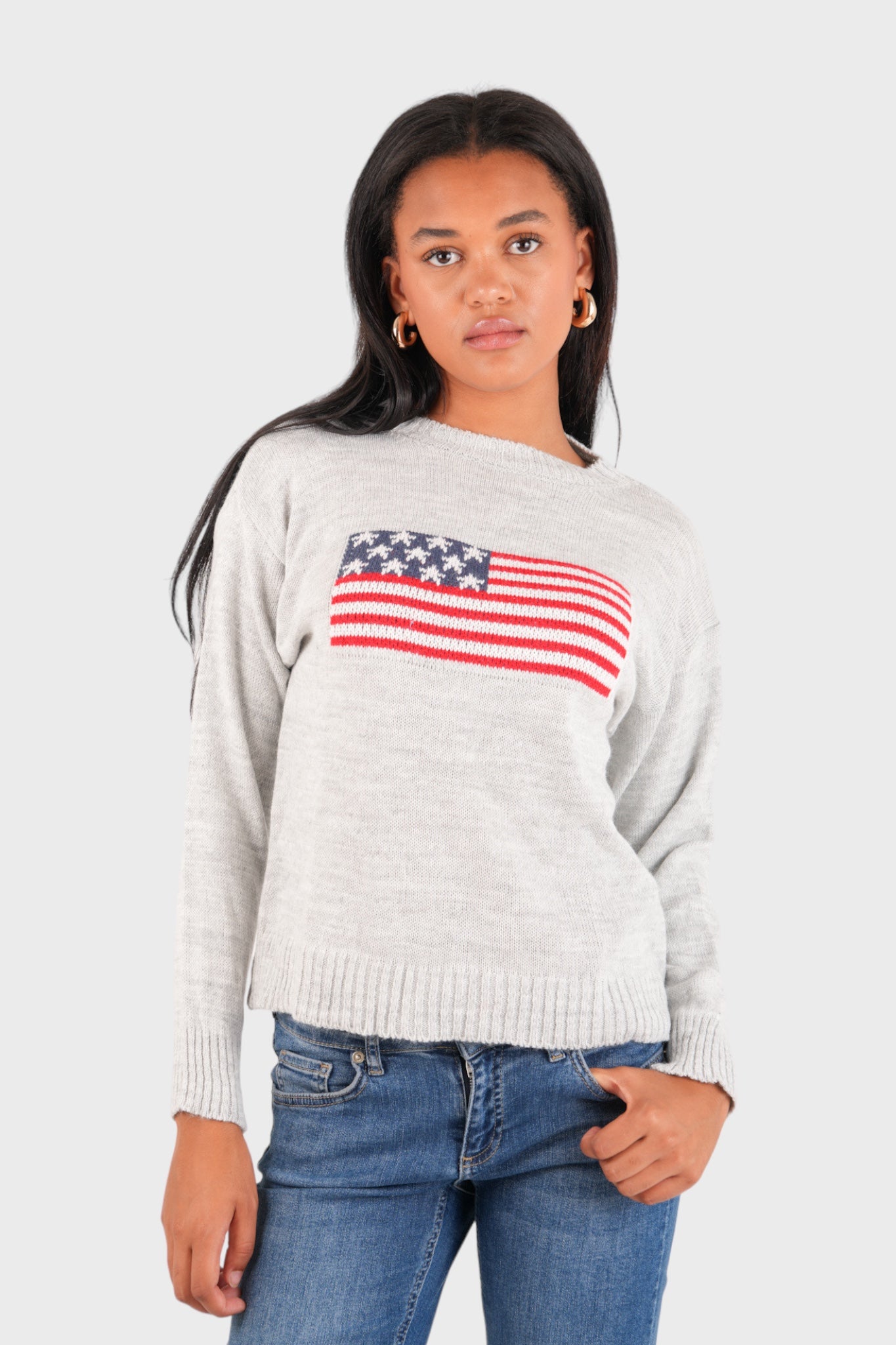 "Flag" sweater grey