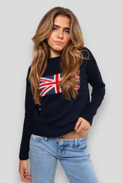 Pullover mit „UK-Flagge“ in Marineblau