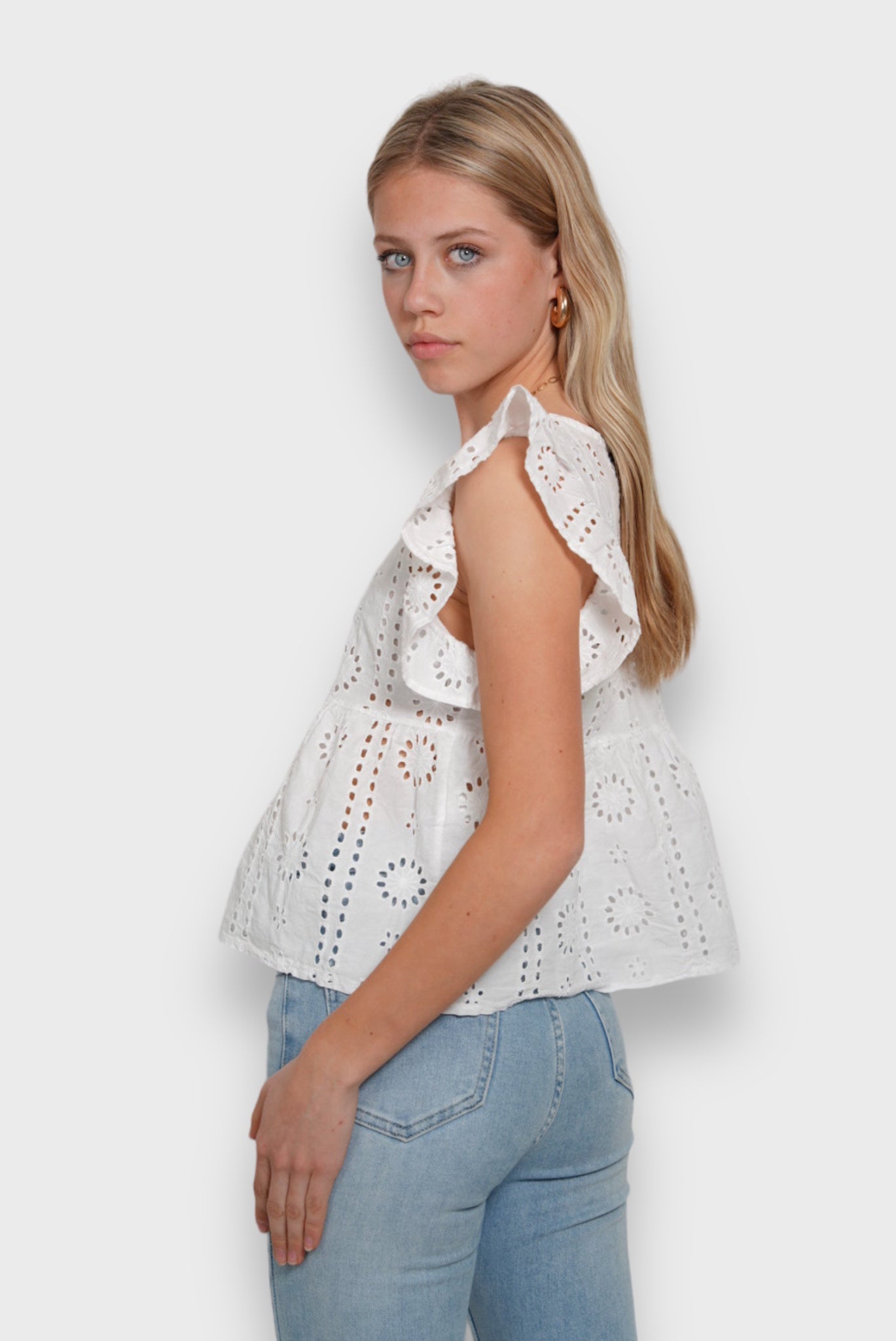 "Floral" top white