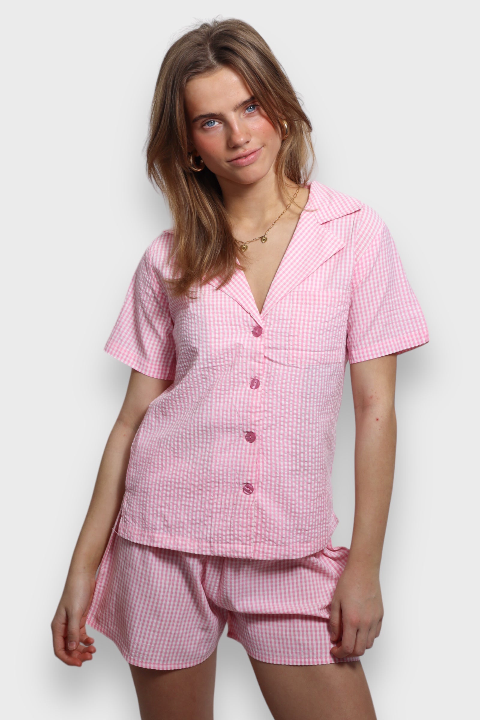 "Check" pajamas pink