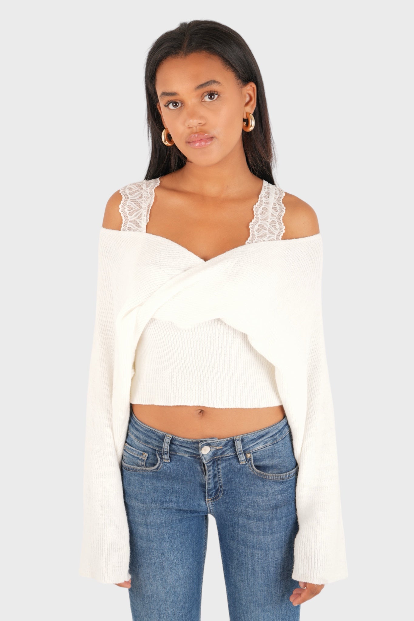 Pull "Lace" blanc