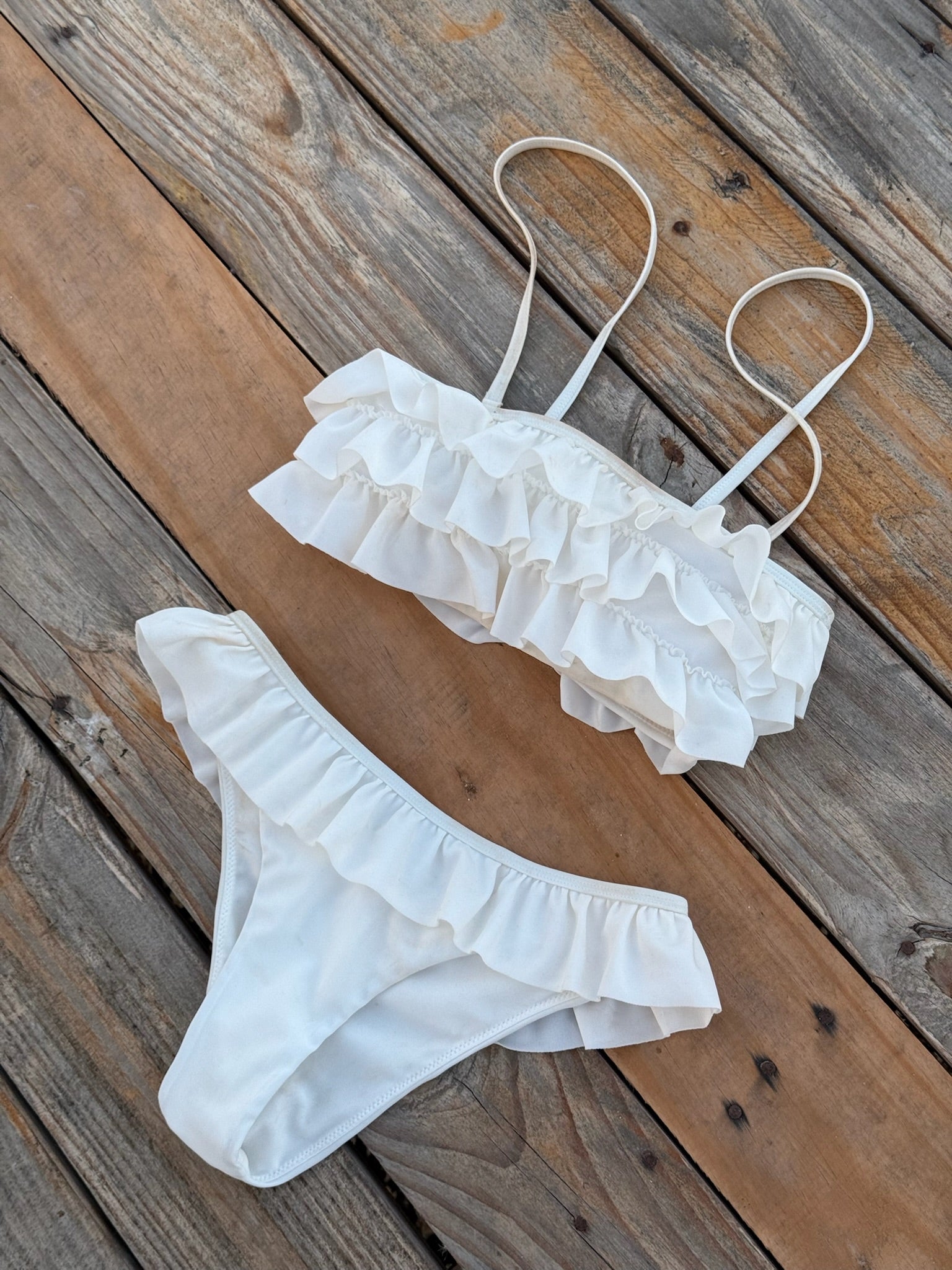 "Ruffle" Bikinioberteil weiß