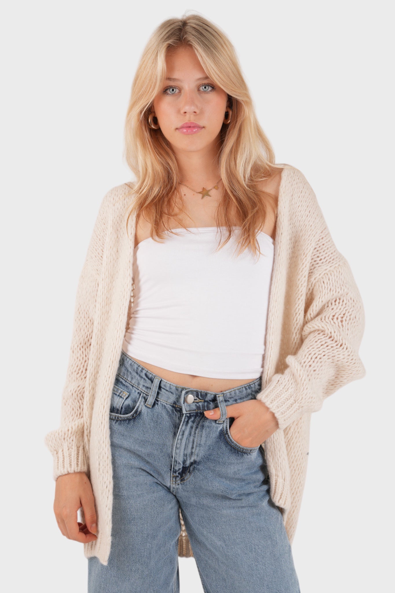 "Keep me warm" cardigan beige